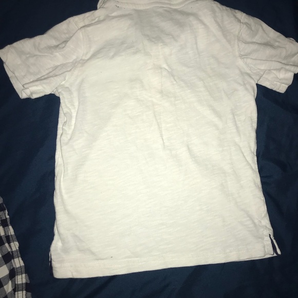 Carters white polo, Gymboree checkered shorts navy - Picture 5 of 8